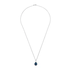 Beaverbrooks 9ct White Gold Diamond Blue Topaz Pendant