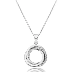 Beaverbrooks 9ct White Gold Cubic Zirconia Circle Pendant