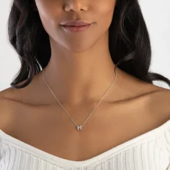 Beaverbrooks 9ct White Gold Diamond Initial H Pendant