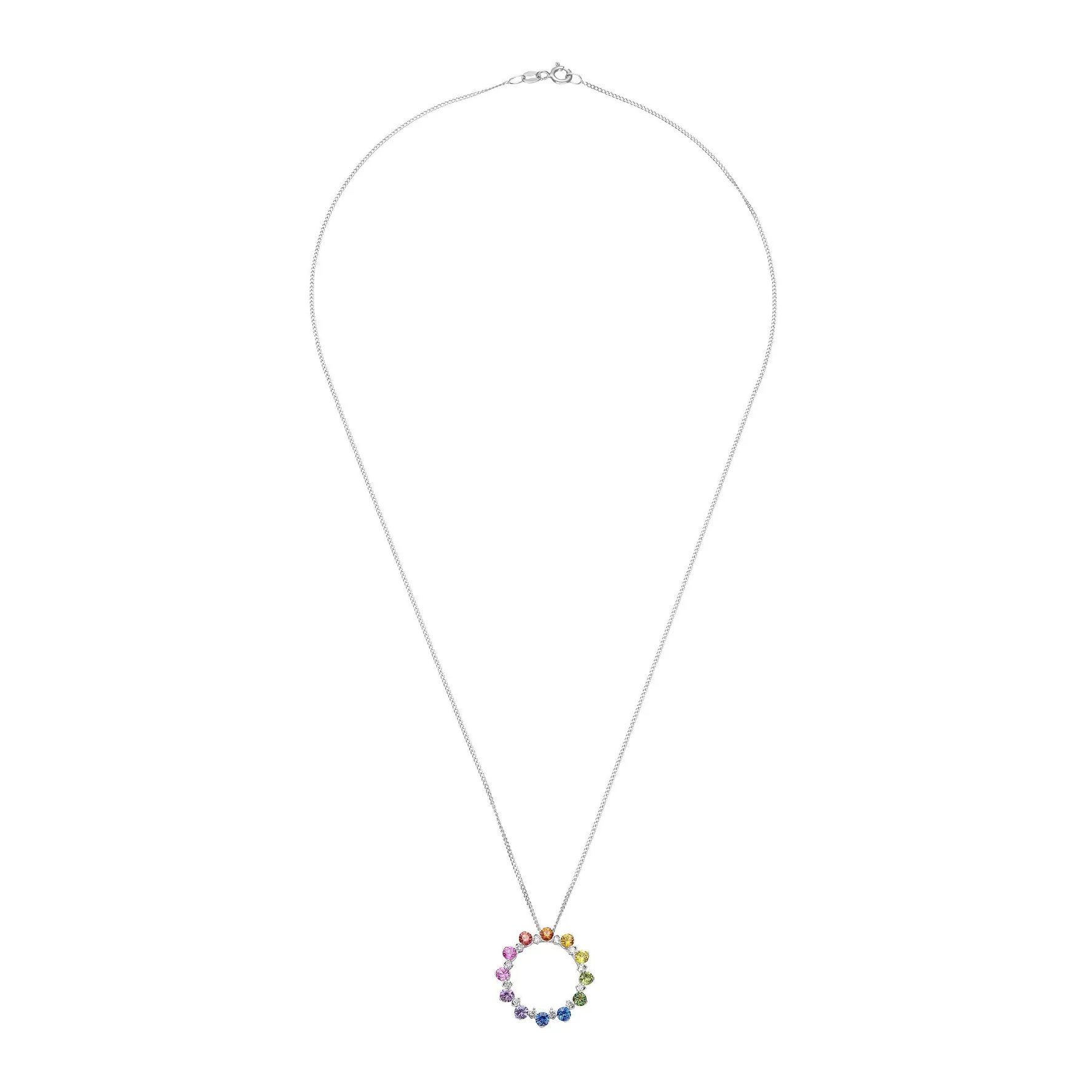 Beaverbrooks 18ct White Gold Diamond Sapphire Pendant