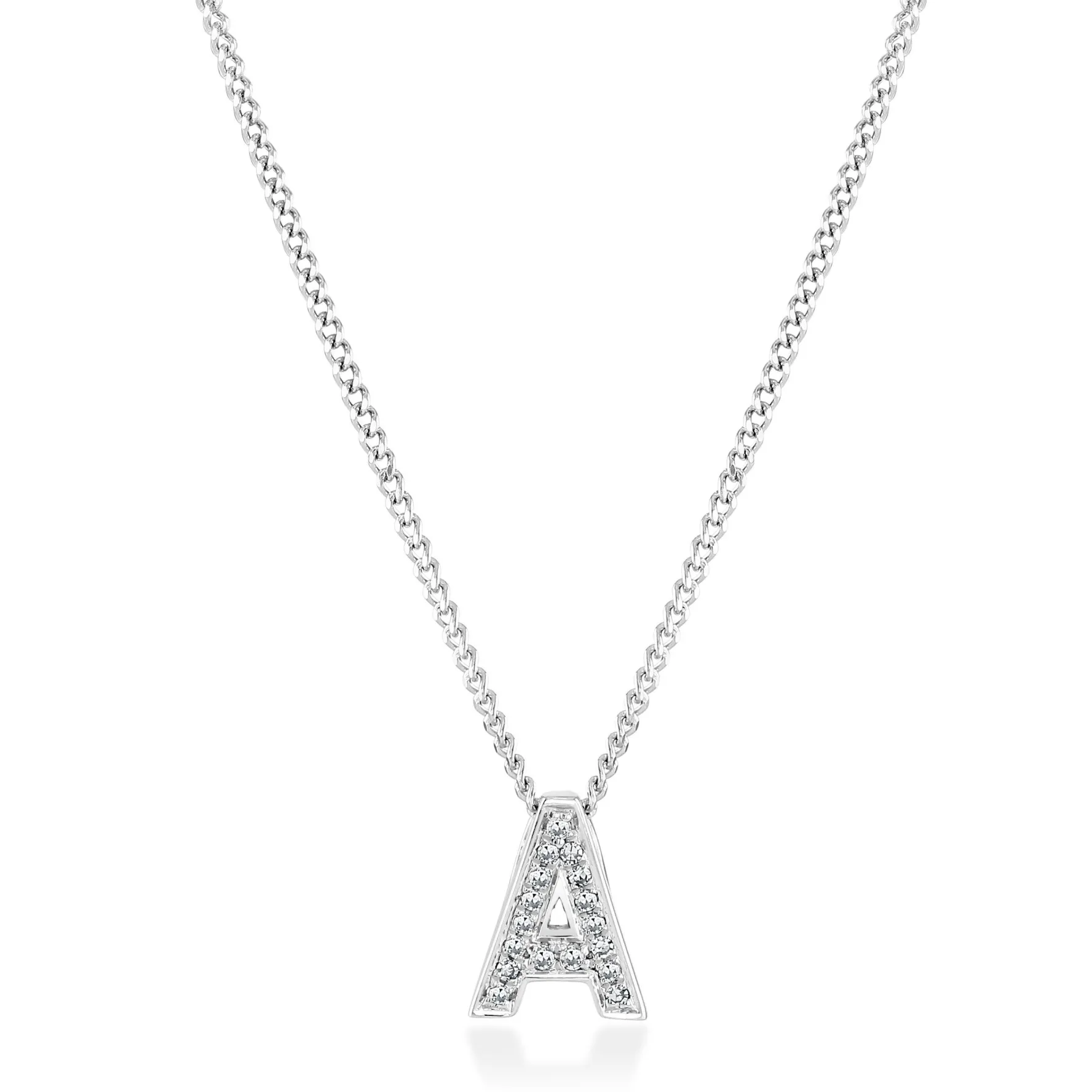 Beaverbrooks 9ct White Gold Diamond Initial A Pendant
