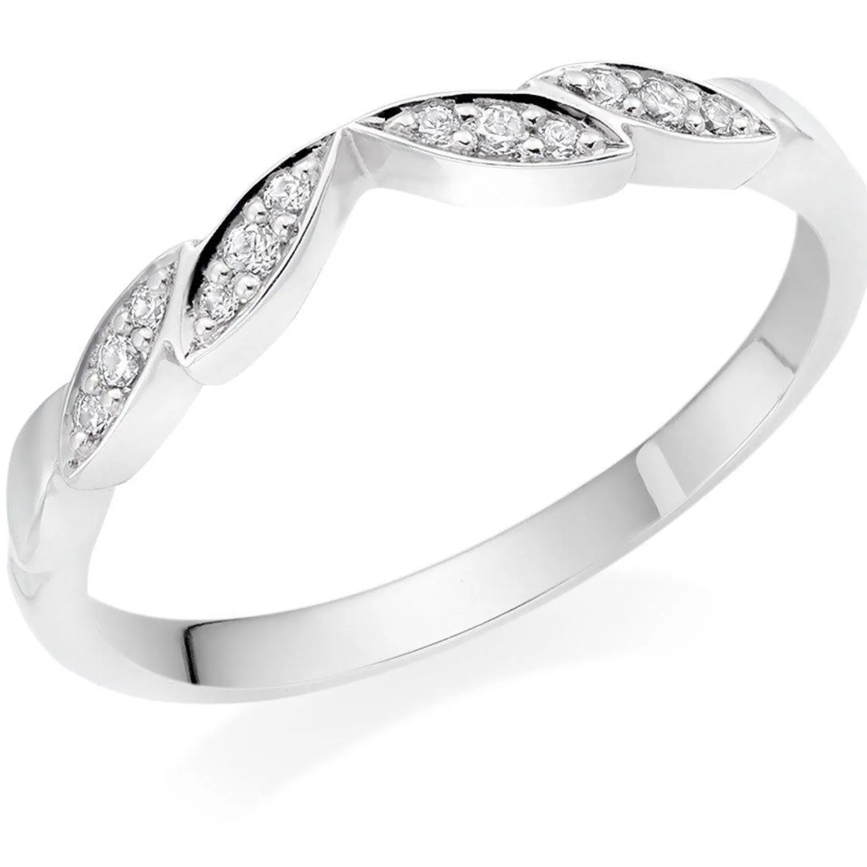 Beaverbrooks 18ct White Gold Diamond Shaped 1.5mm Wedding Ring