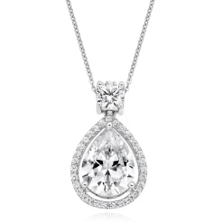 Beaverbrooks 9ct White Gold Cubic Zirconia Pear Drop Pendant