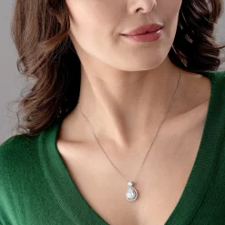 Beaverbrooks 9ct White Gold Cubic Zirconia Pear Drop Pendant