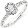 Beaverbrooks 18ct White Gold Diamond Oval Cut Halo Ring