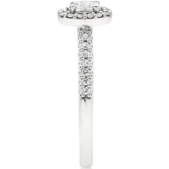 Beaverbrooks 18ct White Gold Diamond Oval Cut Halo Ring