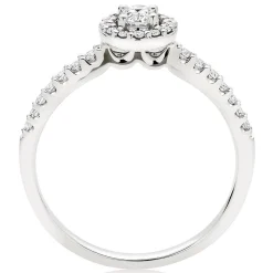 Beaverbrooks 18ct White Gold Diamond Oval Cut Halo Ring