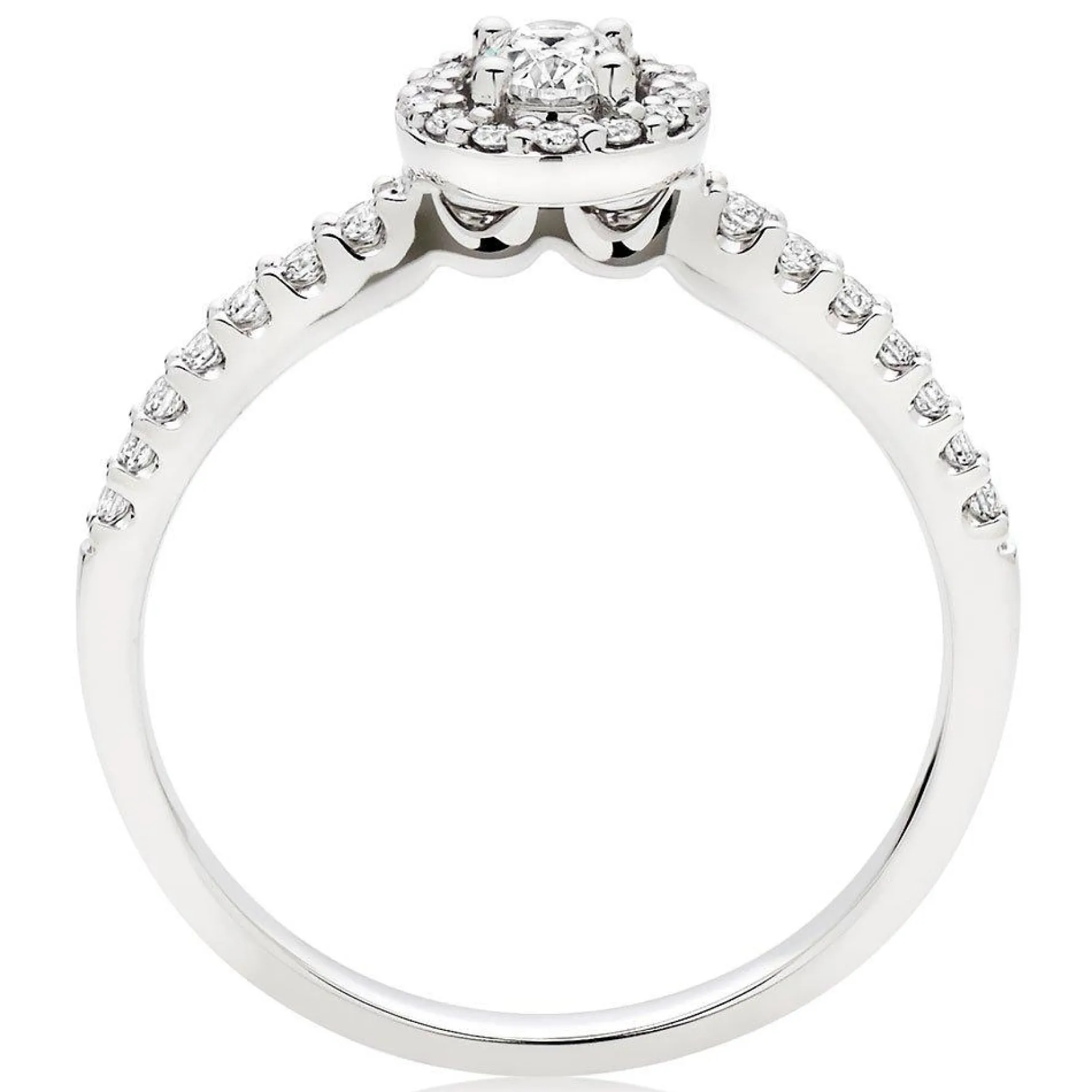 Beaverbrooks 18ct White Gold Diamond Oval Cut Halo Ring