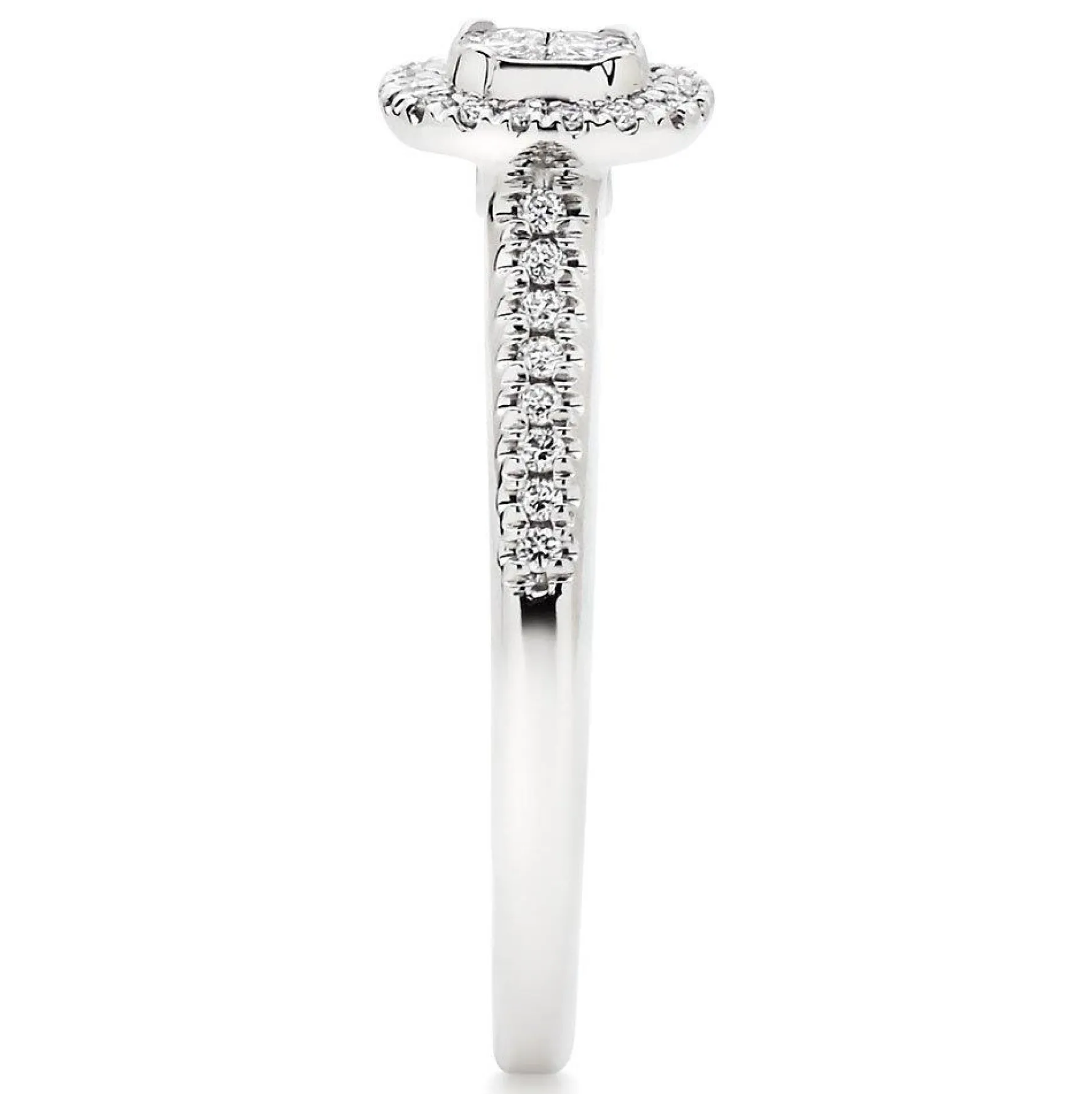 Beaverbrooks 18ct White Gold Diamond Cluster Halo Ring