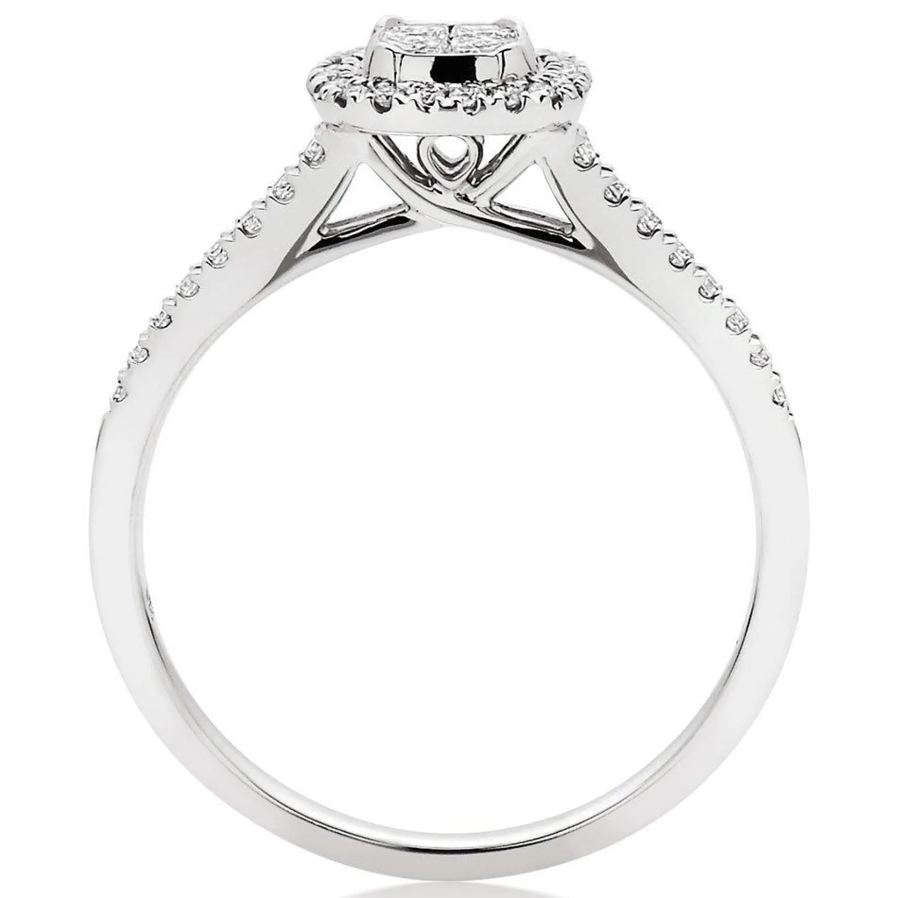 Beaverbrooks 18ct White Gold Diamond Cluster Halo Ring