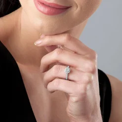 Beaverbrooks 18ct White Gold Diamond Cluster Halo Ring