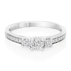 Beaverbrooks 9ct White Gold Diamond Three Stone Ring