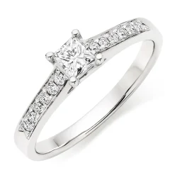 Beaverbrooks 18ct White Gold Diamond Princess Cut Solitaire Ring