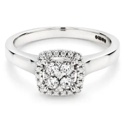 Beaverbrooks 9ct White Gold Diamond Cluster Halo Ring