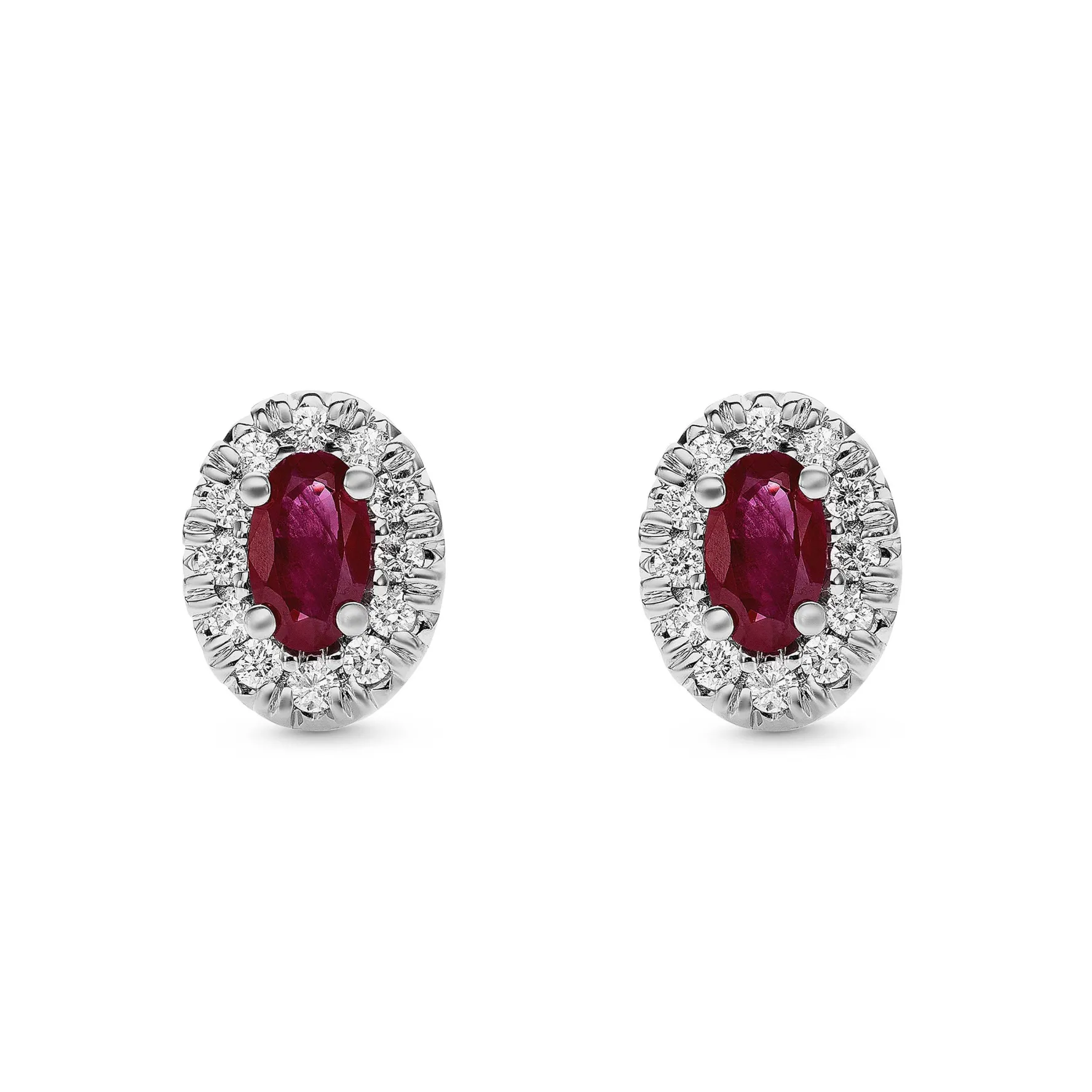 Beaverbrooks 18ct White Gold Diamond Ruby Halo Earrings