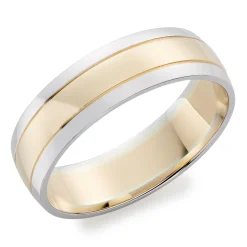 Beaverbrooks 9ct Yellow and White Gold 6mm Men’s Wedding Ring
