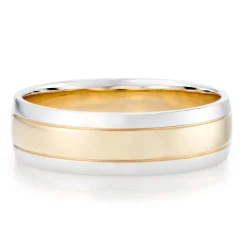 Beaverbrooks 9ct Yellow and White Gold 6mm Men’s Wedding Ring