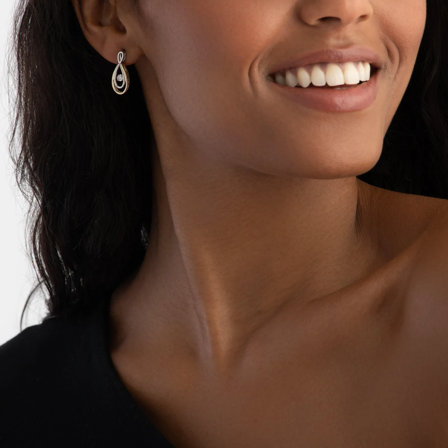 Beaverbrooks 9ct Yellow and White Gold Diamond Drop Earrings