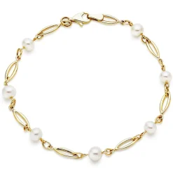 Beaverbrooks 9ct Yellow Gold Freshwater Cultured Pearl Bracelet