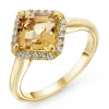 Beaverbrooks 9ct Yellow Gold Diamond Citrine Ring