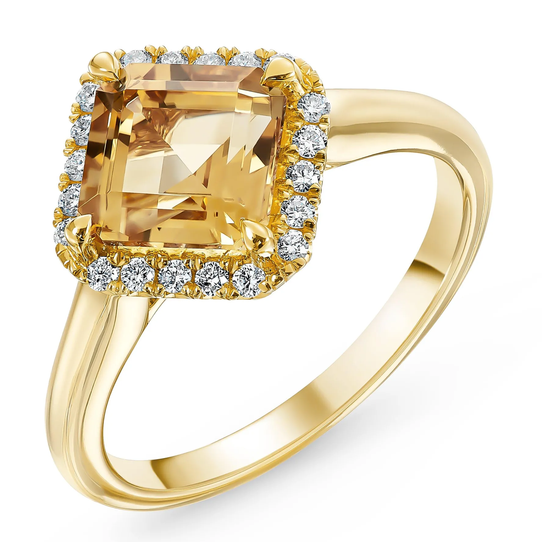 Beaverbrooks 9ct Yellow Gold Diamond Citrine Ring