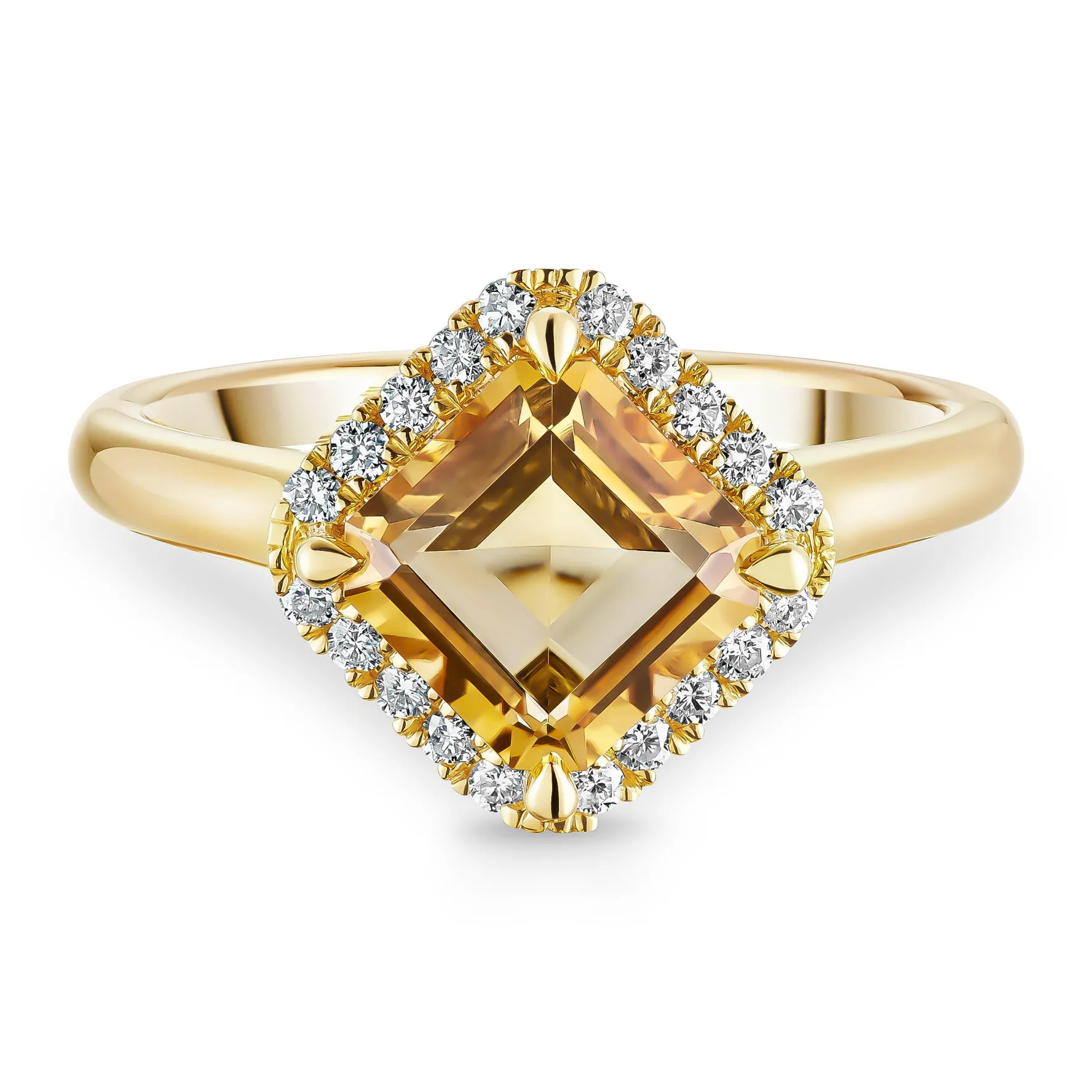 Beaverbrooks 9ct Yellow Gold Diamond Citrine Ring