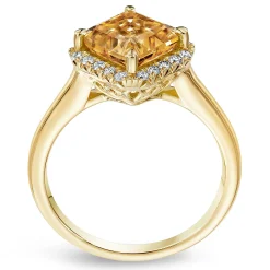 Beaverbrooks 9ct Yellow Gold Diamond Citrine Ring