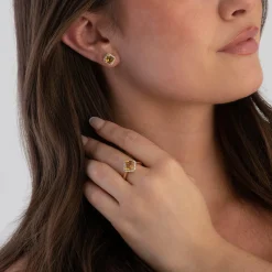 Beaverbrooks 9ct Yellow Gold Diamond Citrine Ring