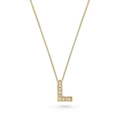 Beaverbrooks 9ct Yellow Gold Diamond Initial L Pendant