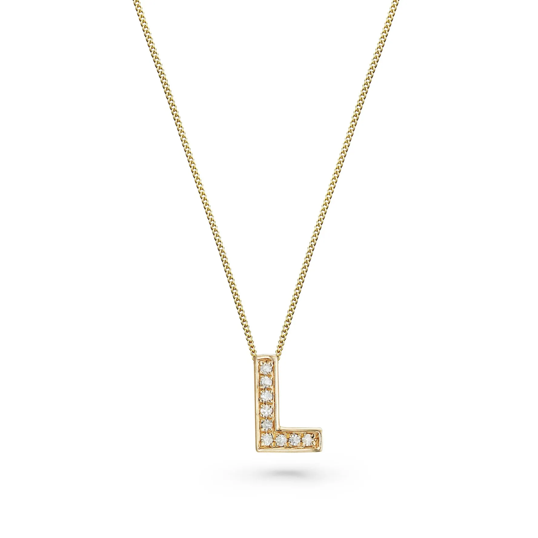 Beaverbrooks 9ct Yellow Gold Diamond Initial L Pendant