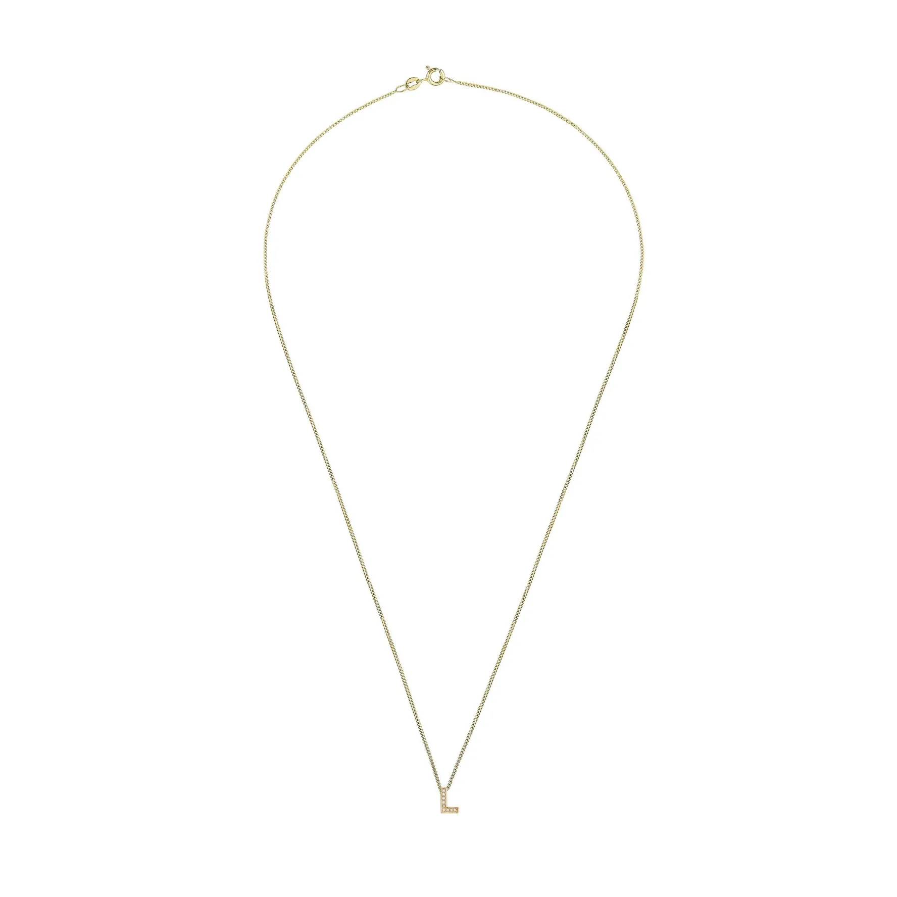 Beaverbrooks 9ct Yellow Gold Diamond Initial L Pendant