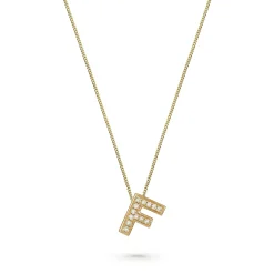 Beaverbrooks 9ct Yellow Gold Diamond Initial F Pendant
