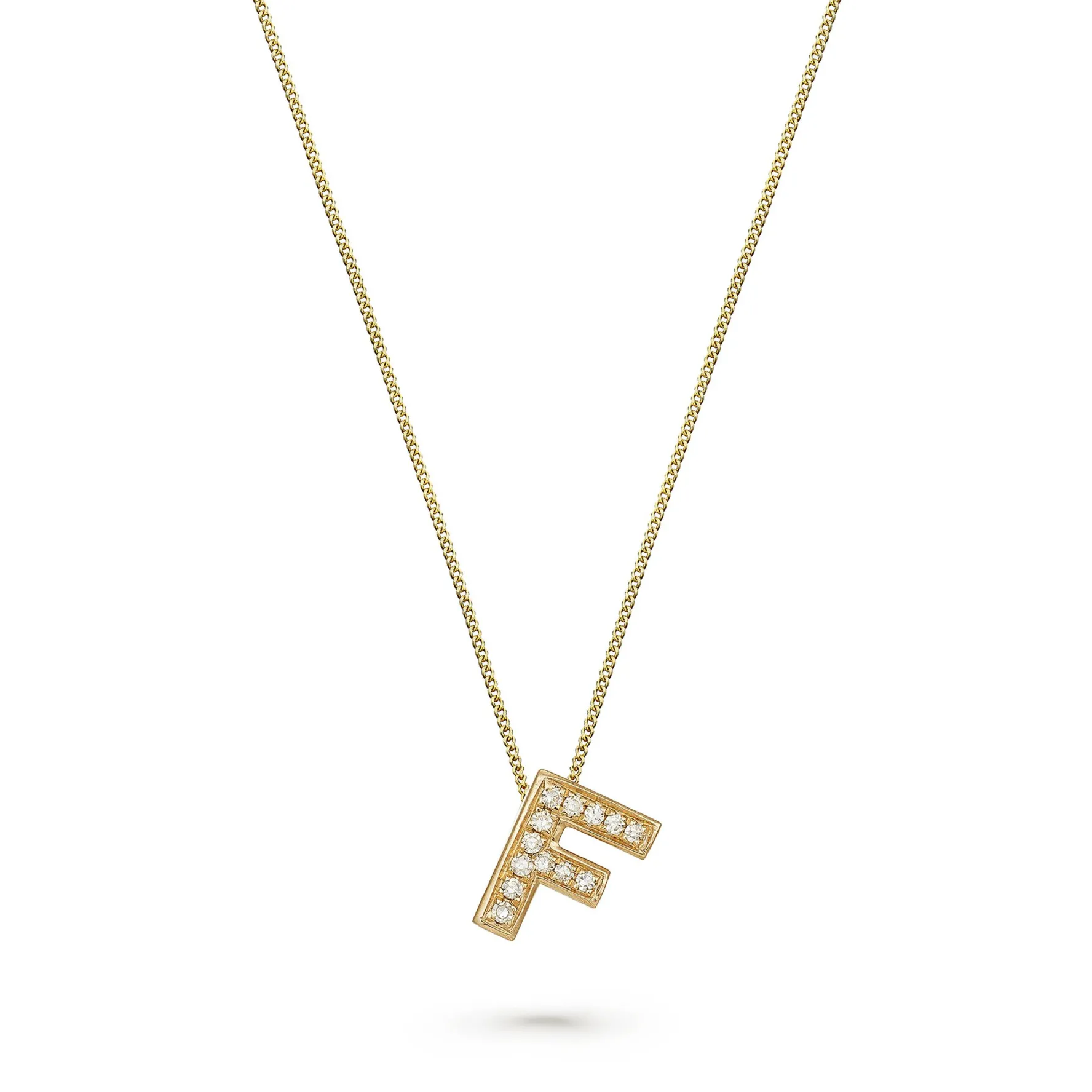 Beaverbrooks 9ct Yellow Gold Diamond Initial F Pendant