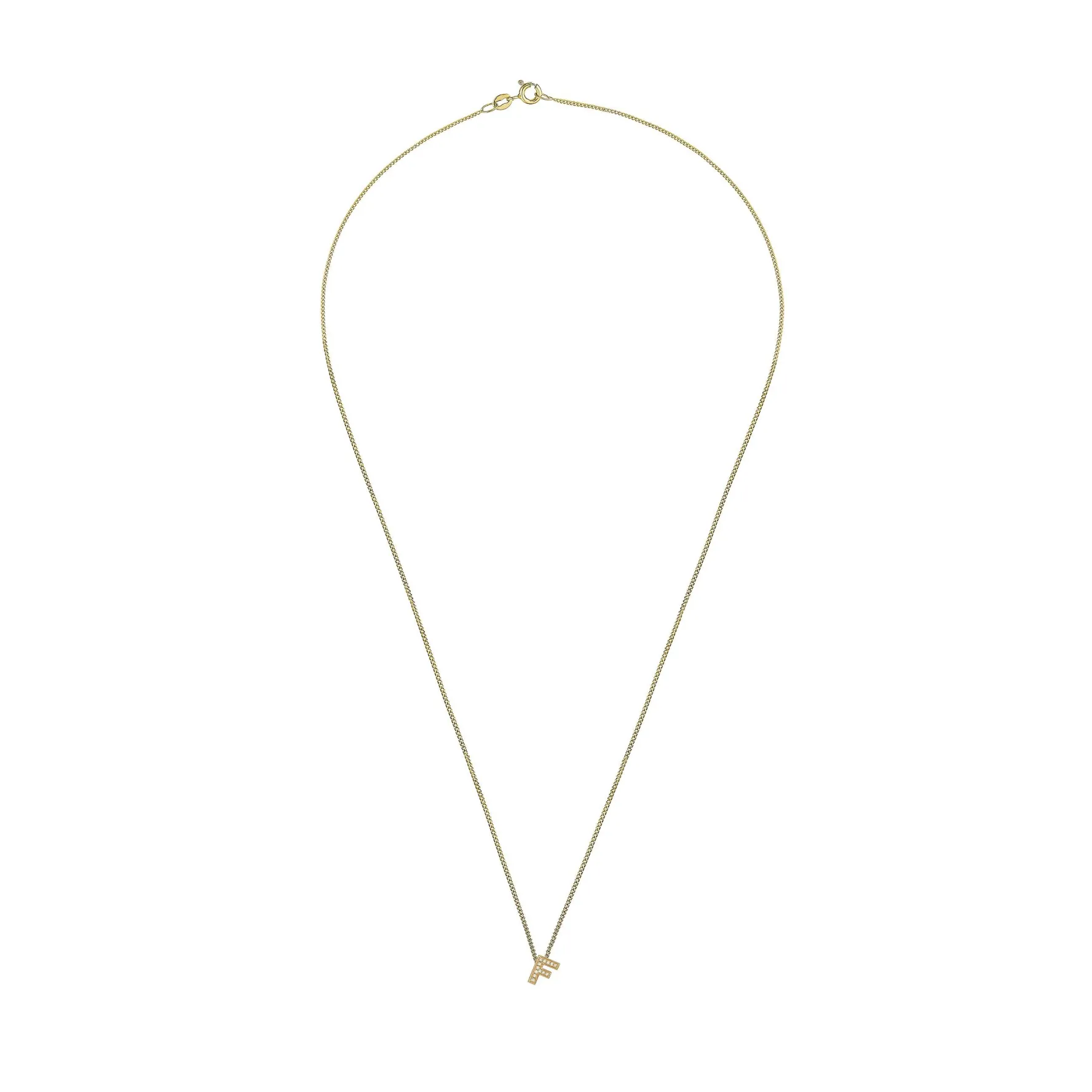 Beaverbrooks 9ct Yellow Gold Diamond Initial F Pendant