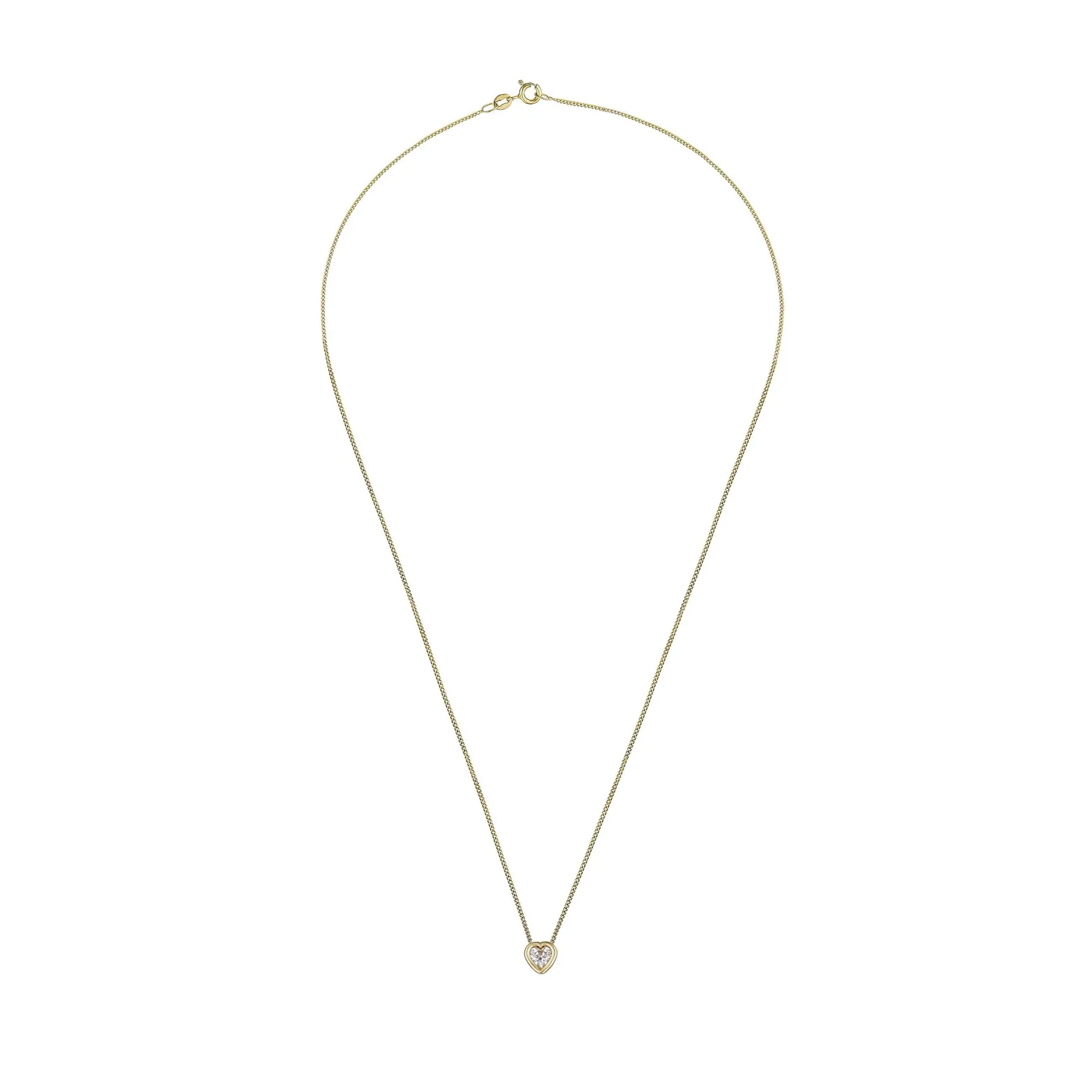 Beaverbrooks 9ct Yellow Gold Cubic Zirconia Heart Pendant