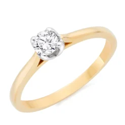 Beaverbrooks 9ct Yellow Gold and White Gold Diamond Solitaire Engagement Ring