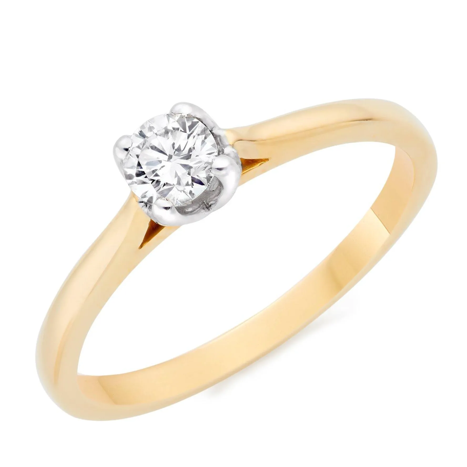 Beaverbrooks 9ct Yellow Gold and White Gold Diamond Solitaire Engagement Ring