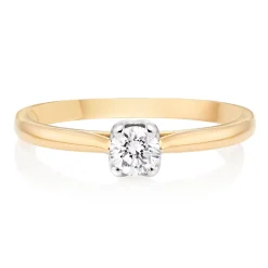 Beaverbrooks 9ct Yellow Gold and White Gold Diamond Solitaire Engagement Ring