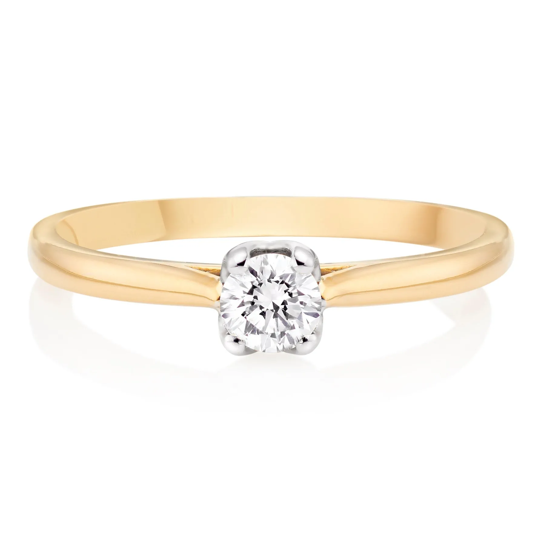 Beaverbrooks 9ct Yellow Gold and White Gold Diamond Solitaire Engagement Ring