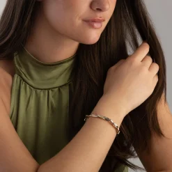 Beaverbrooks 9ct Yellow Gold, White Gold and Rose Gold Twist Bangle