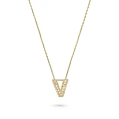 Beaverbrooks 9ct Yellow Gold Diamond Initial V Pendant
