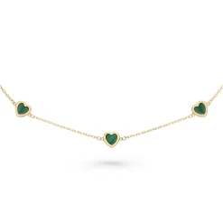 Beaverbrooks 9ct Yellow Gold Malachite Heart Bracelet
