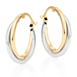 Beaverbrooks 9ct Yellow Gold and White Gold Hoop Earrings