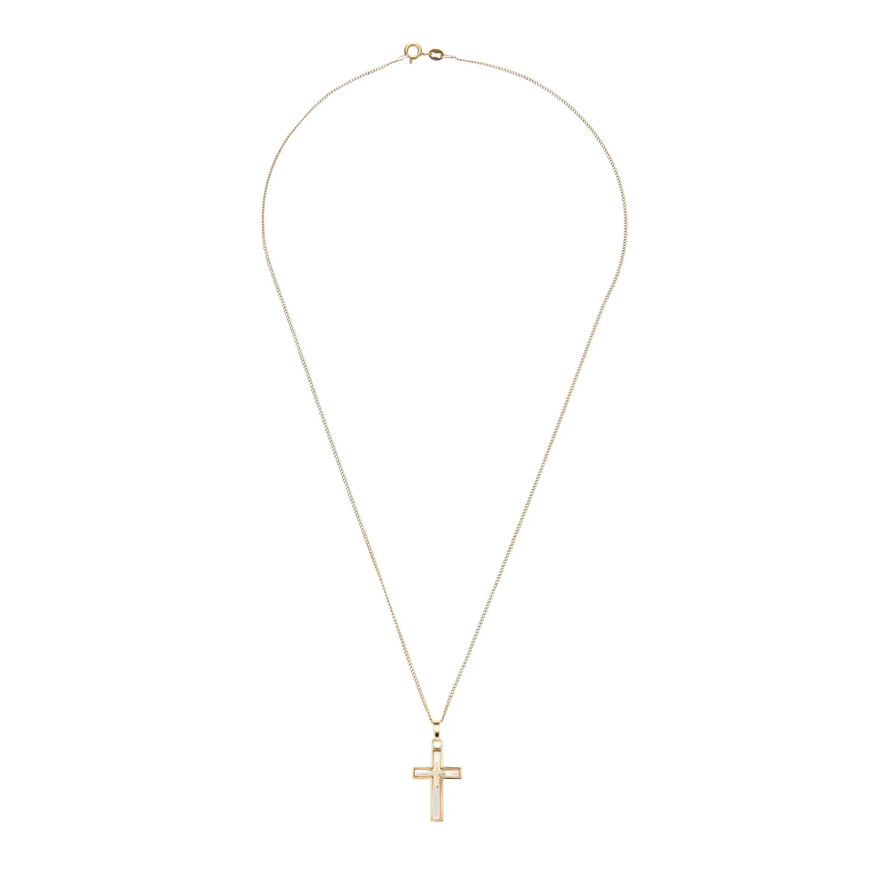 Beaverbrooks 9ct Yellow Gold Mother of Pearl Cross Pendant