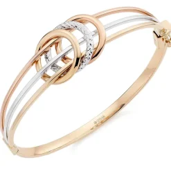 Beaverbrooks 9ct Yellow Gold, White Gold and Rose Gold Bangle