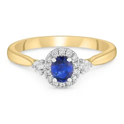 Beaverbrooks 18ct Yellow Gold Sapphire Diamond Engagement Ring