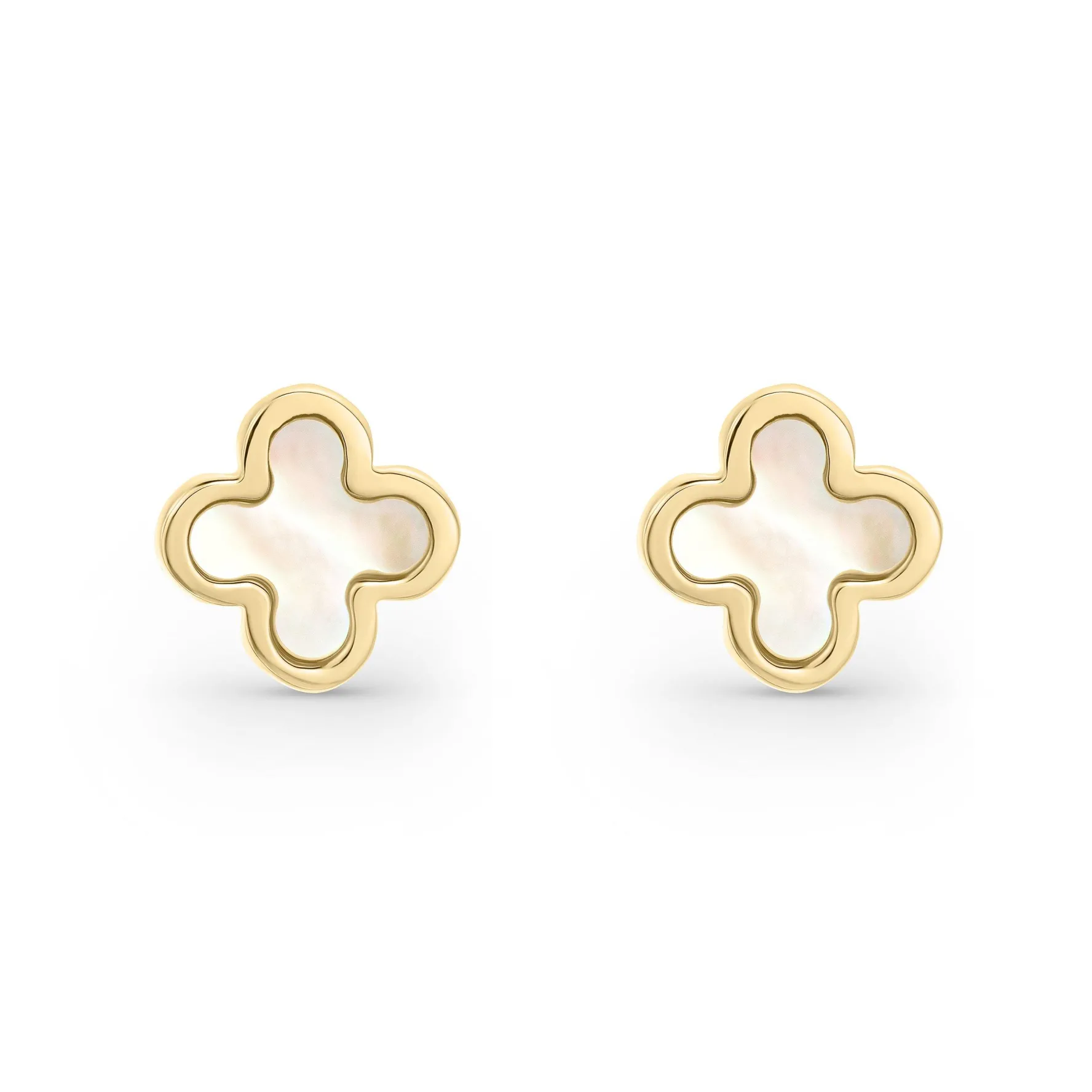 Beaverbrooks 9ct Yellow Gold Mother of Pearl Clover Stud Earrings