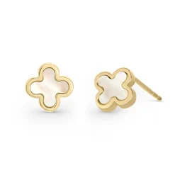 Beaverbrooks 9ct Yellow Gold Mother of Pearl Clover Stud Earrings