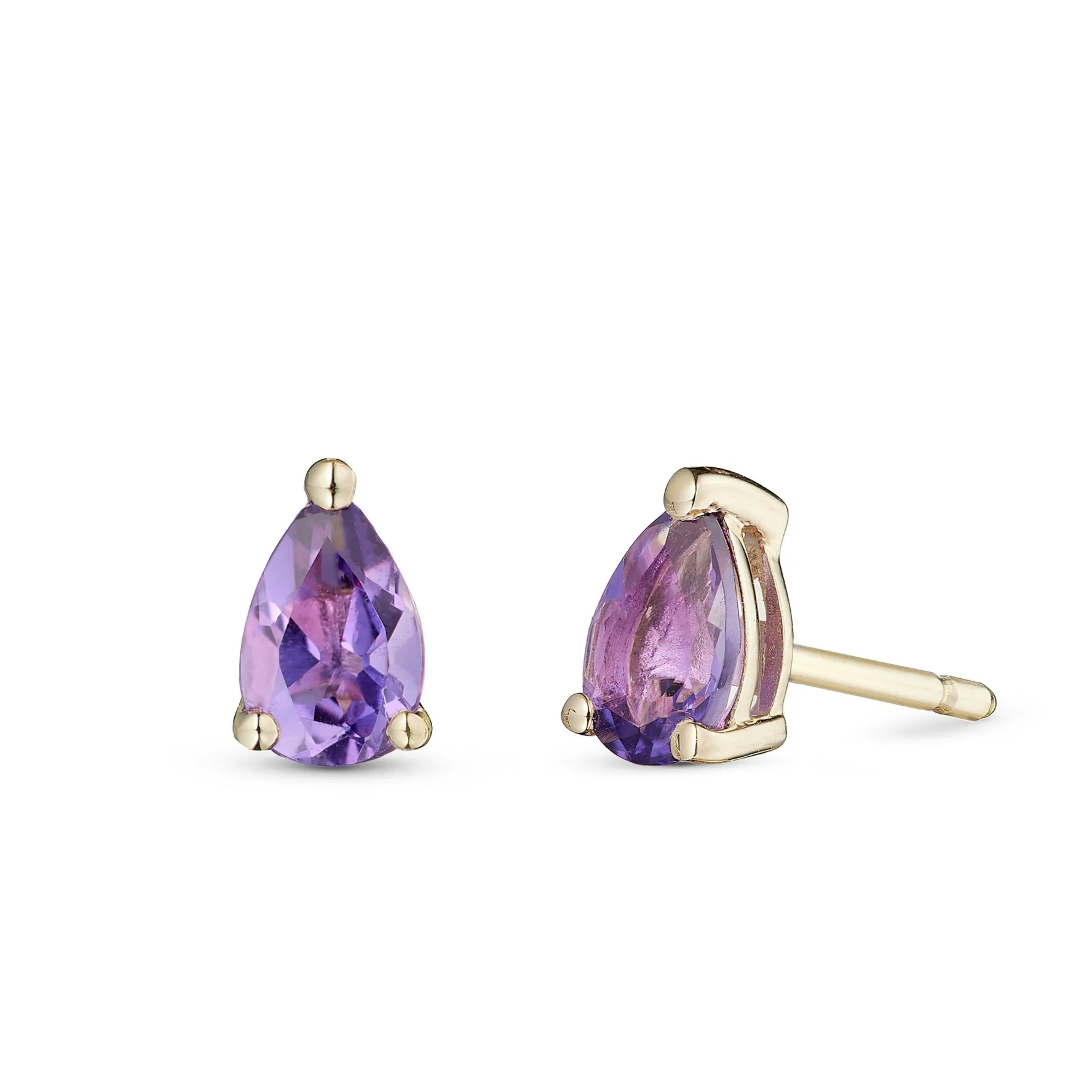 Beaverbrooks 9ct Yellow Gold Amethyst Stud Earrings