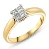Beaverbrooks 18ct Yellow Gold Diamond Princess Cut Cluster Ring